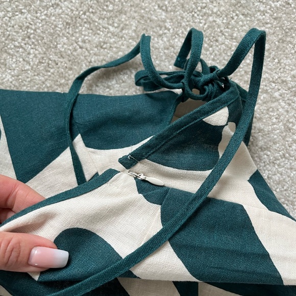 Abercrombie & Fitch Women’s Green and White Patterned Open Back Dress Size S NWT - Picture 3 of 7